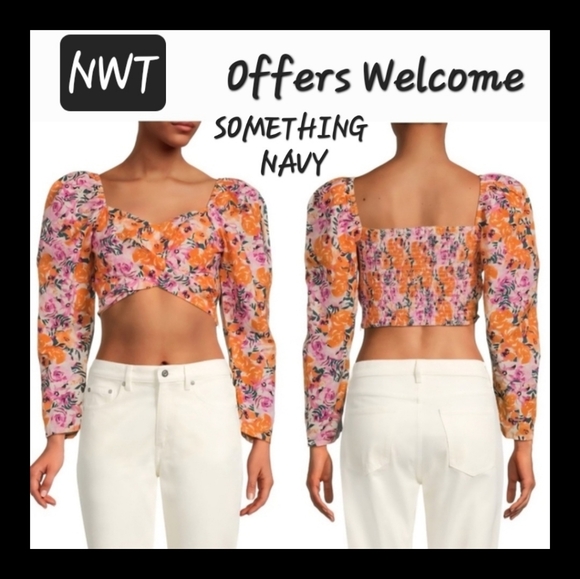 Something Navy- Pink/Yellow Floral Blouse With side zip closure. NWT Size Small - Picture 1 of 11